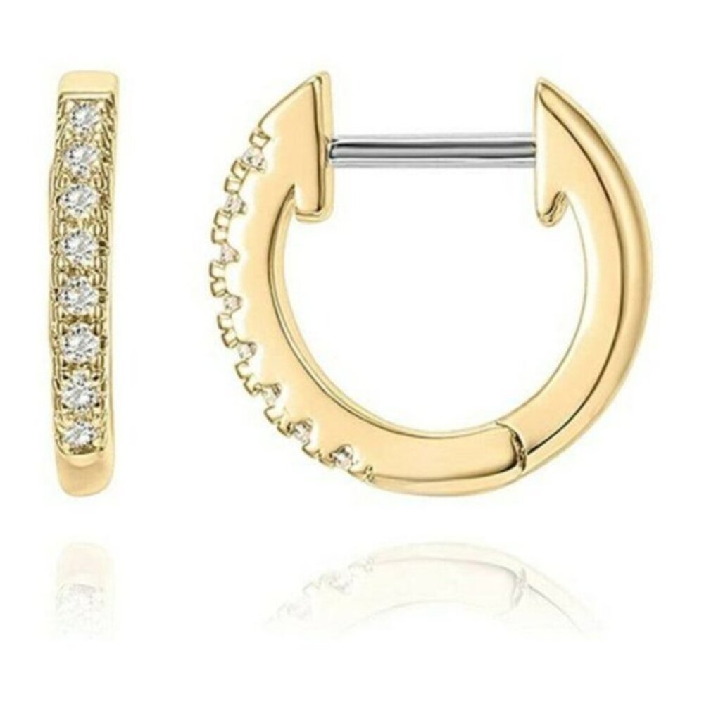 Beautiful 18k Gold Plated Silver Diamond Cartilage Hoops